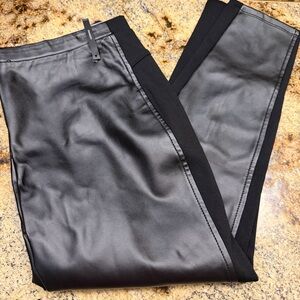 NWT Worthington Petite Large Faux Leather Front Knit Back Skinny Pants Leggings